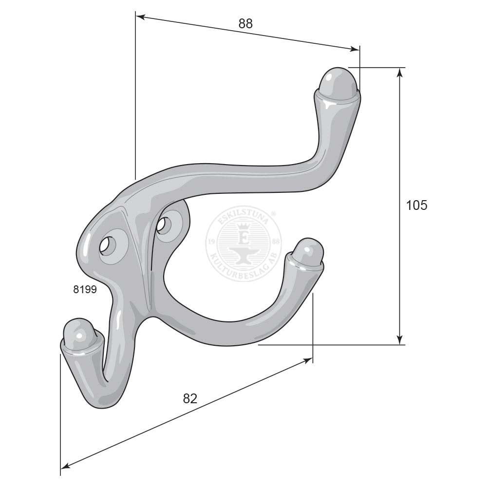 Hatt- och klädkrok 8199 förnicklad