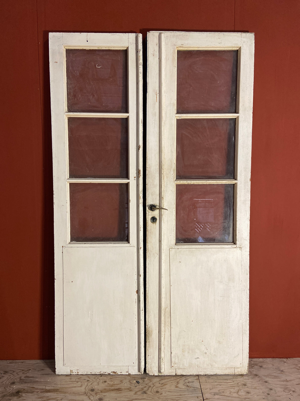 Pardörr med glas, 210 x 120, 2 speglar, 6 rutor