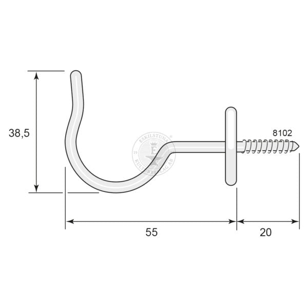 Trådkrok 8102 55 mm förnicklad